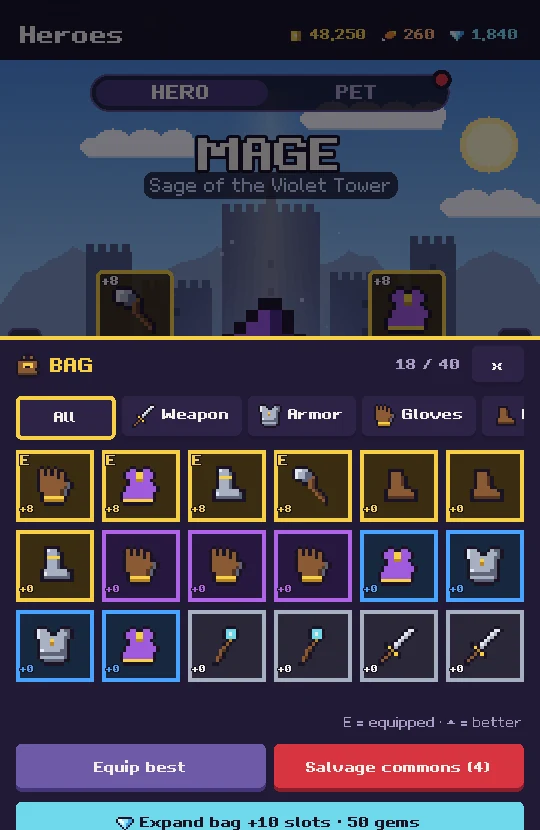 Collect and upgrade gear